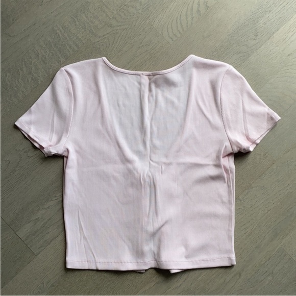 WILFRED PINK Only Tie-Front T-Shirt, size XS - Picture 4 of 7